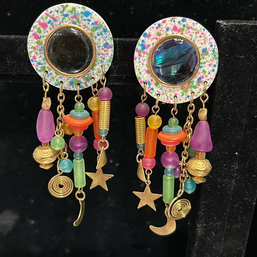 Vintage Confetti Dangle Earrings-Boutique